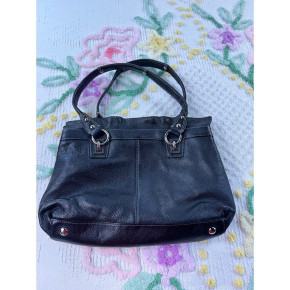 Coach Black Leather Shoulder Tote Bag Silver Hardware Authentic - Picture 2 of 7